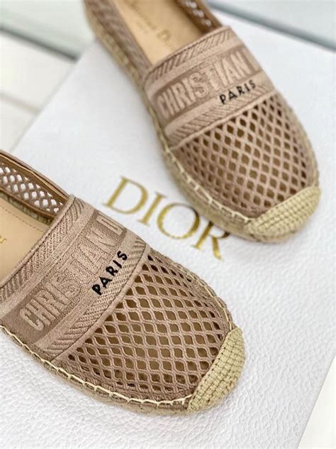 Dior Granville Espadrille Nude Mesh Embroidery 